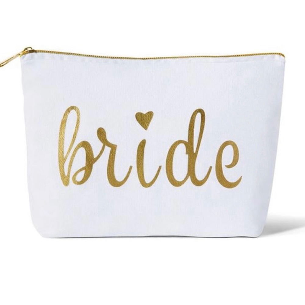 Bride Cosmetic Bag |  White & Gold | Bride Gift | Bachelorette Gift | Bride